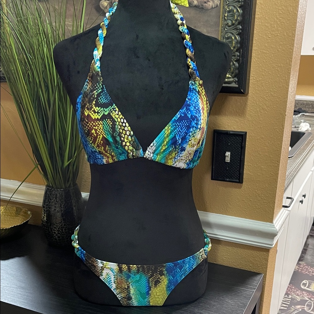 NWT Kariza Multicolor Halter Bikini Set